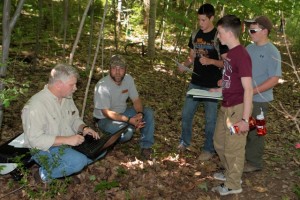 Bucktails students in the field learning about deer population assessment.