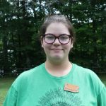 girl with glasses, standing