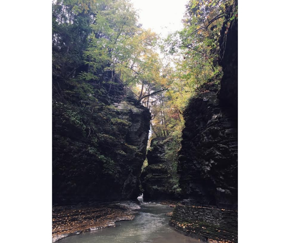 Big Waterfall cutting through rocks and woods